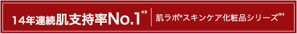 14年連続 肌支持率No.1※３ 肌ラボ®化粧水シリーズ販売個数※４