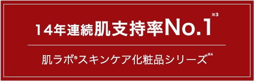 14年連続 肌支持率No.1※３ 肌ラボ®化粧水シリーズ販売個数※４