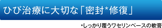 ひび治療に大切な「密封*修復」(*しっかり覆うワセリンベースの軟膏)