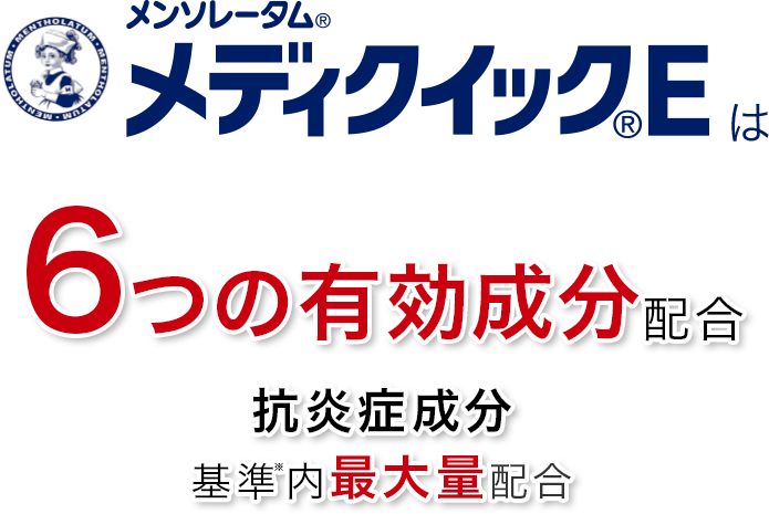 メンソレータム®メディクイック®Eは ６つの有効成分配合　抗炎症成分基準※内最大量配合
