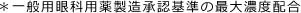 *一般用眼科用薬製造承認基準の最大濃度配合