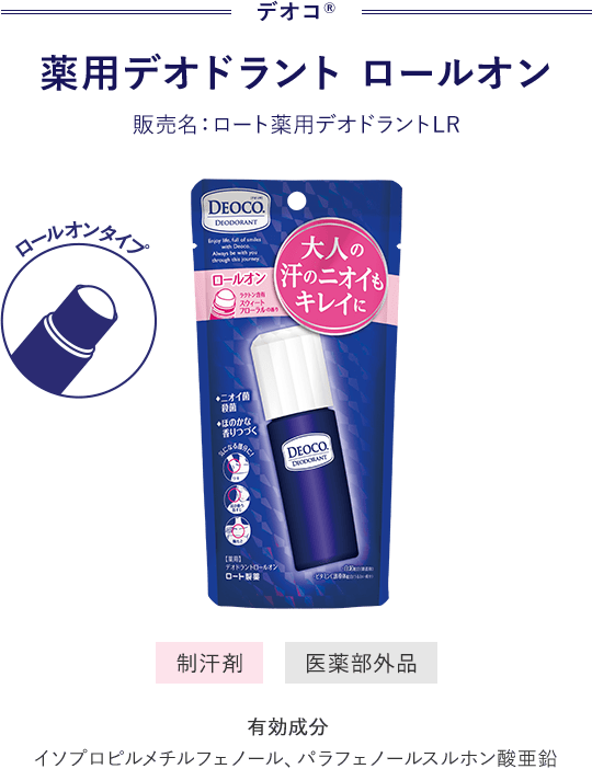 デオコ® 薬用デオドラント　ロールオン 販売名：ロート薬用デオドラントLR