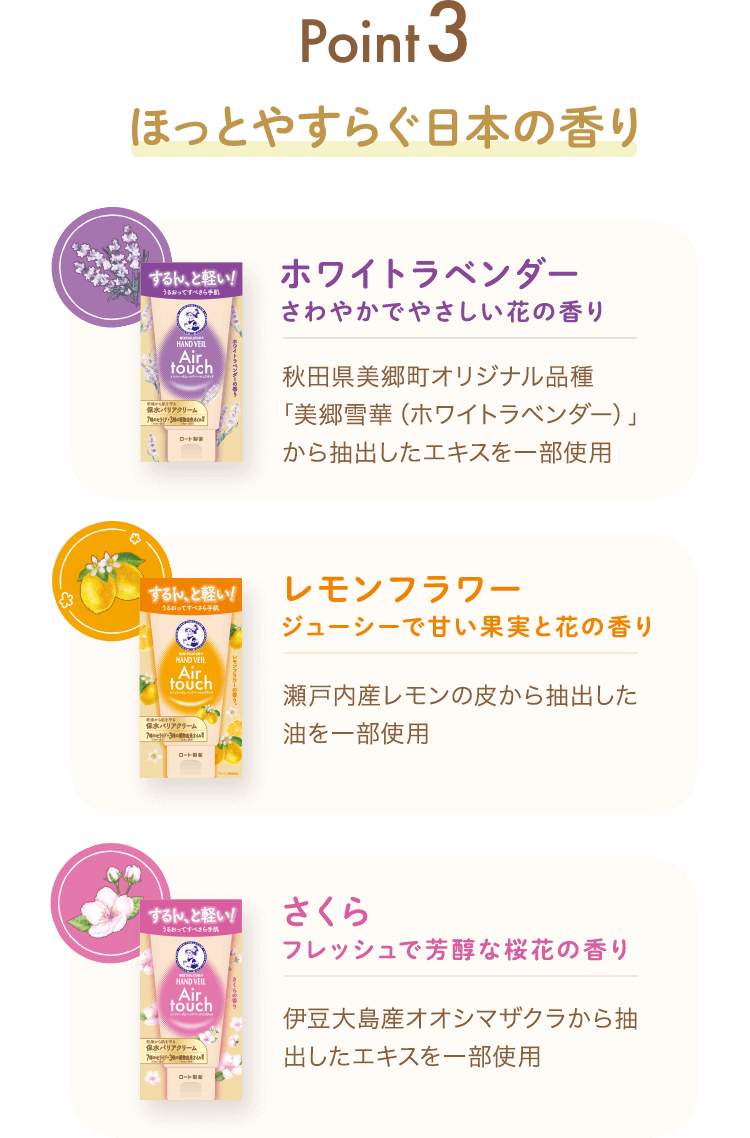 Point 3 ほっとやすらぐ日本の香り